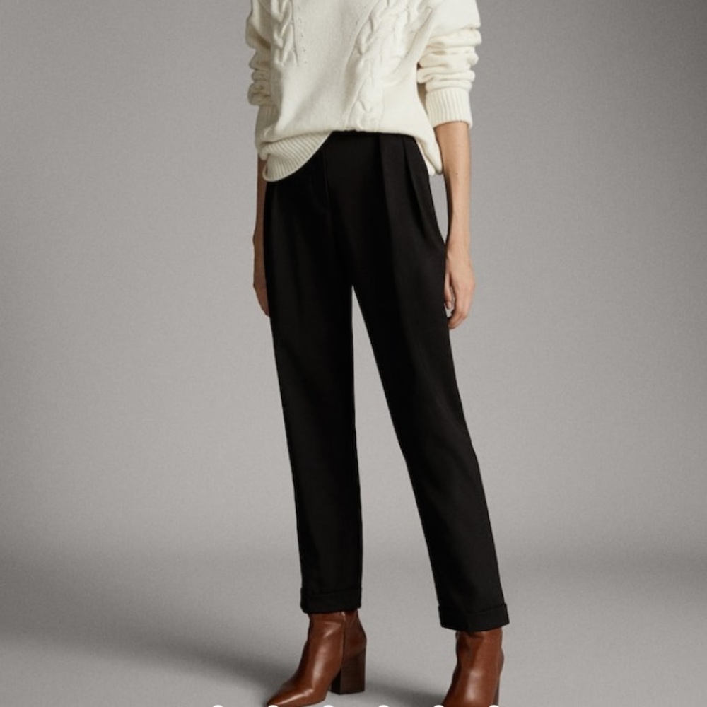 Massimo Dutti Black Wool Trousers
